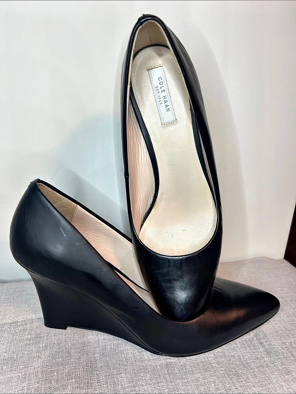 Cole Haan Grand.OS Black Pointed-Toe Wedge Pumps US 8.5